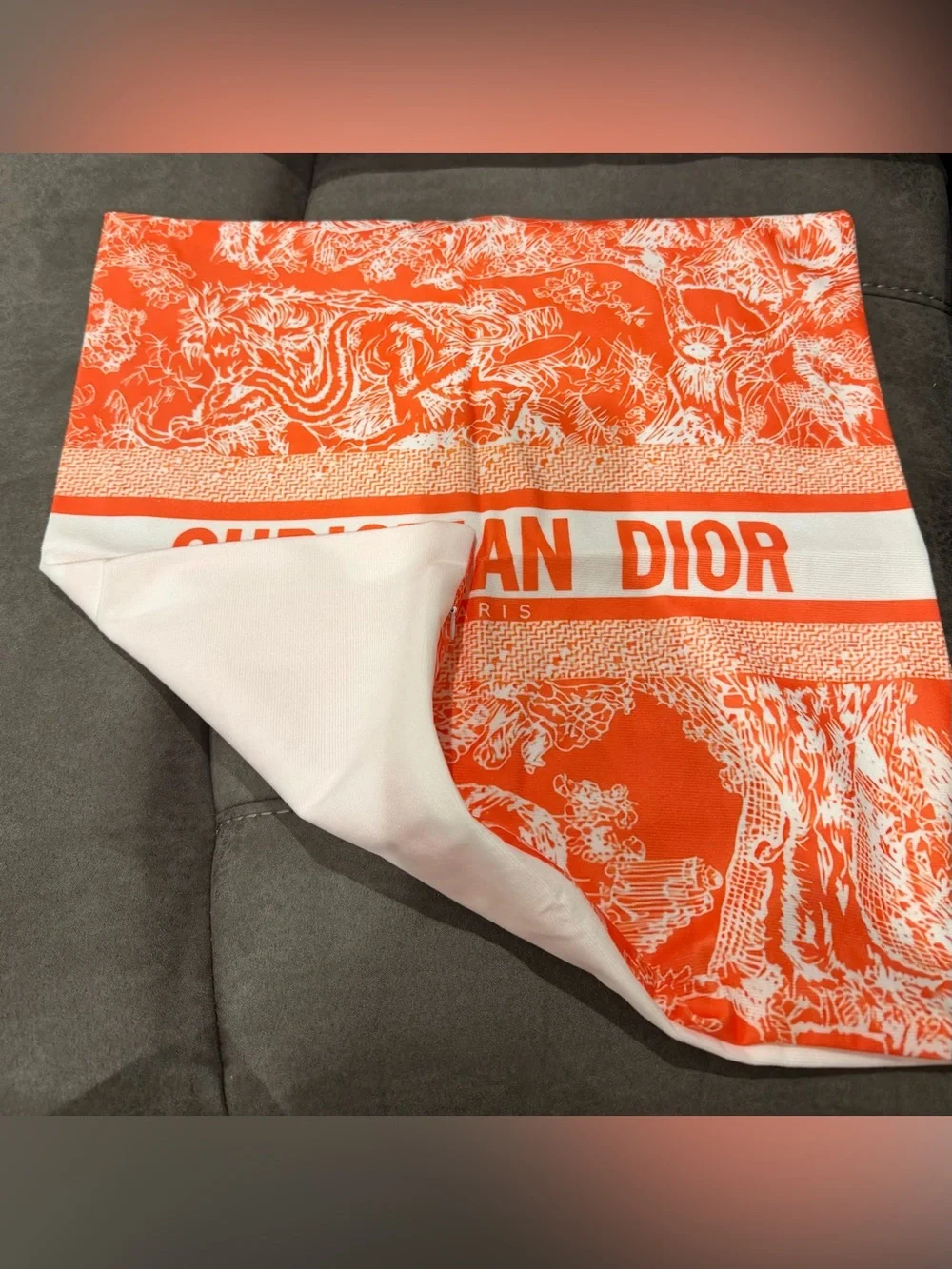 New designer inspired Orange & White Logo pillow case 18 inch
